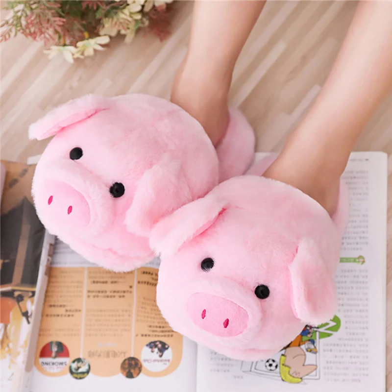 

Winter Women Warm Indoor Slippers Ladies Fashion Pink Pig Women's Soft Short Furry Plush Woman Comfort Casual Female Shoes 2019