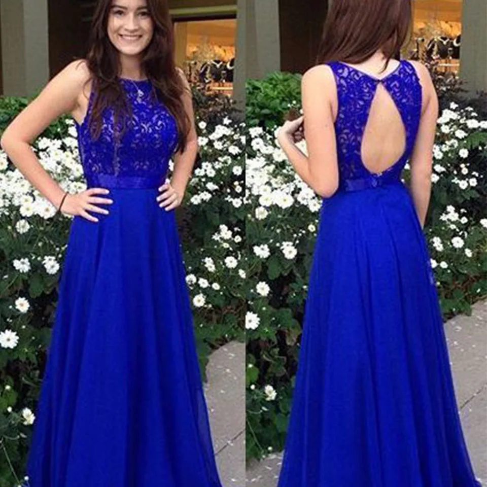 Boothals Prom Dress 2019 Lace Top Chiffon Rok Lange Jurk Voor Party Backless Floor Lengte A-lijn Formele Gown Vestidos de Gala Boothals Prom Dress 2019 Lace Top Chiffon Rok Lange Jurk Voor Party Backless Floor Lengte A-lijn Formele Gown Vestidos de Gala