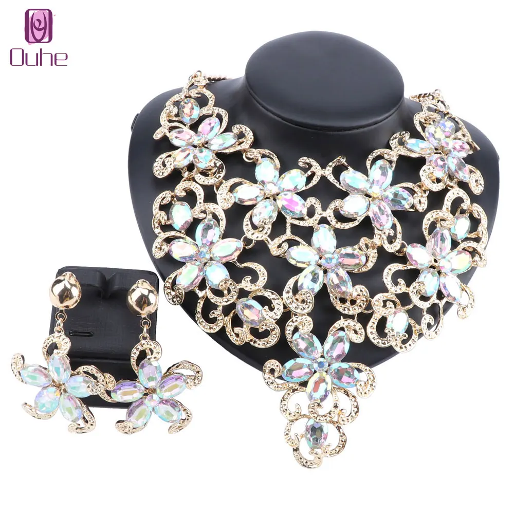 Женский Свадебный комплект аксессуаров золотого цвета с подвеской в виде цветка