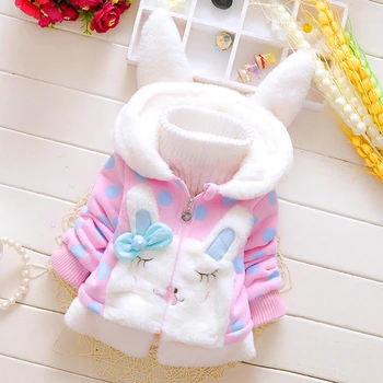 

Autumn Baby Down Jacket Outerwear Rabbit Cartoon Print Casual Ear Hoodie Thicken Jacket Boys Girl Outfits Style Coat Shirts B