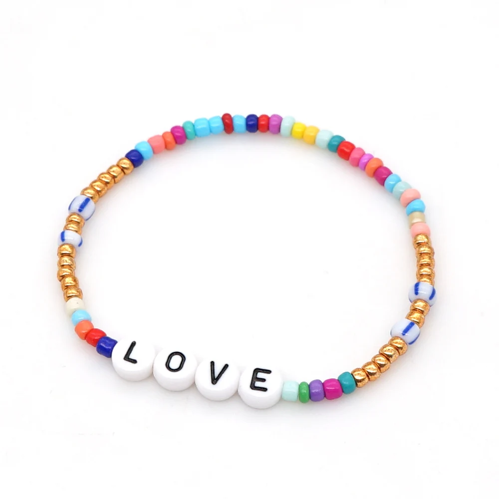 Женский браслет в стиле бохо Shinus Kandi браслеты с буквами разноцветными бусинами