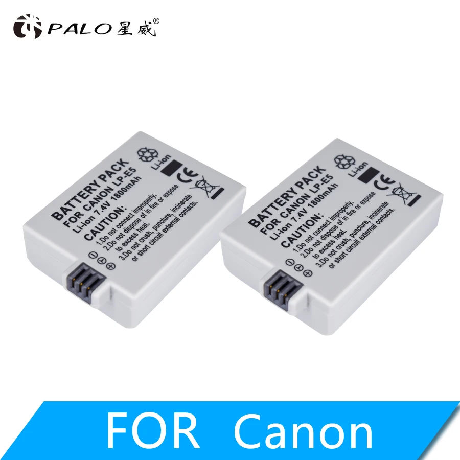 2pcs battery PALO 7,4 V 1800 мА/ч, LP-E5 LPE5 LP E5 батарейный блок камеры для цифровой однообъективной зеркальной камеры Canon EOS rebel XS rebel T1i rebel XS я 1000D 500D 450D L10 - Цвет: 2pcs battery