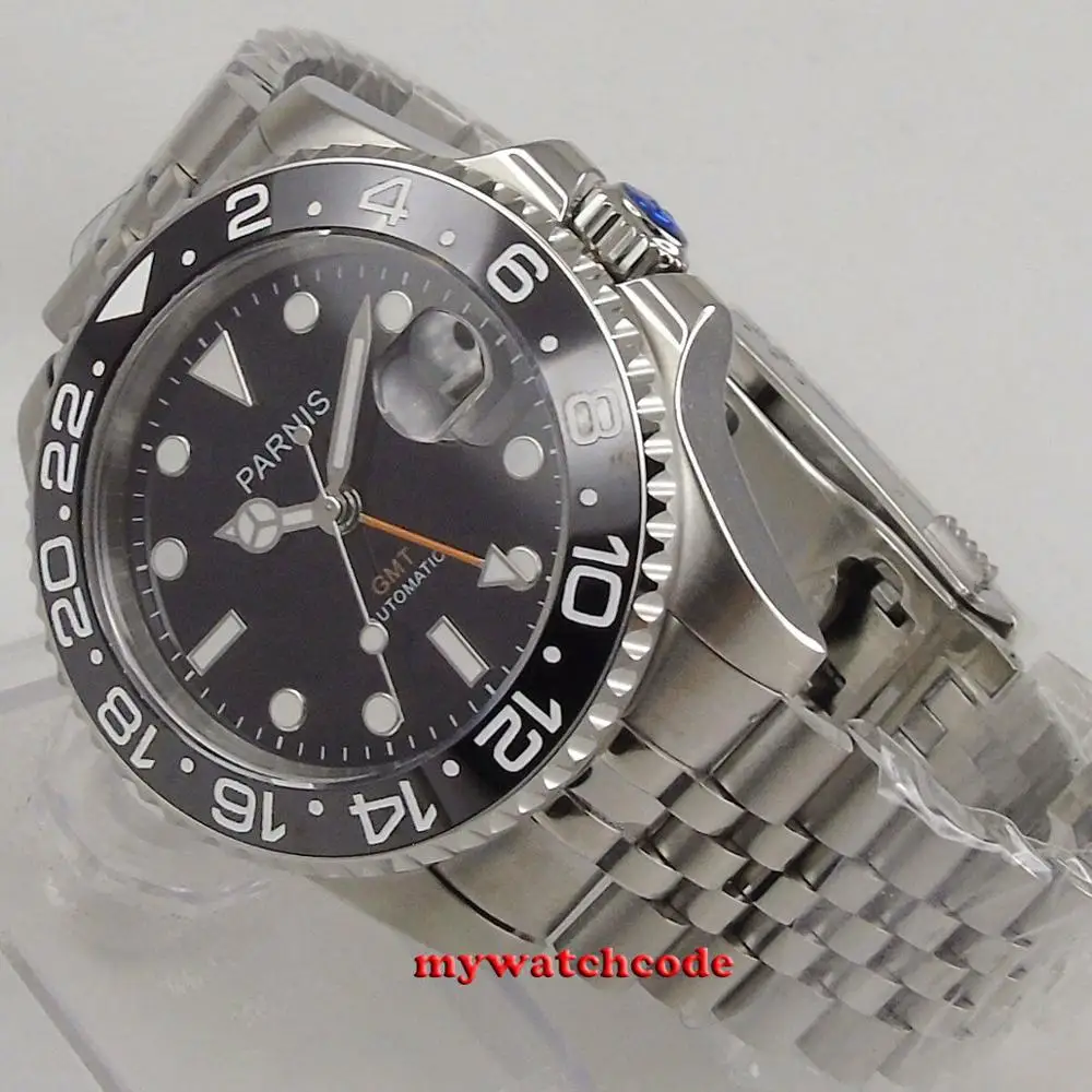 High Quality 40mm Parnis Black Dial Jubilee Bracelet Sapphire