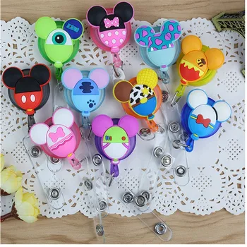 

Mickey Minnie balloon Retractable Badge Reel High quality silicone Cartoon Student Nurse ID Name Card Badge Holder