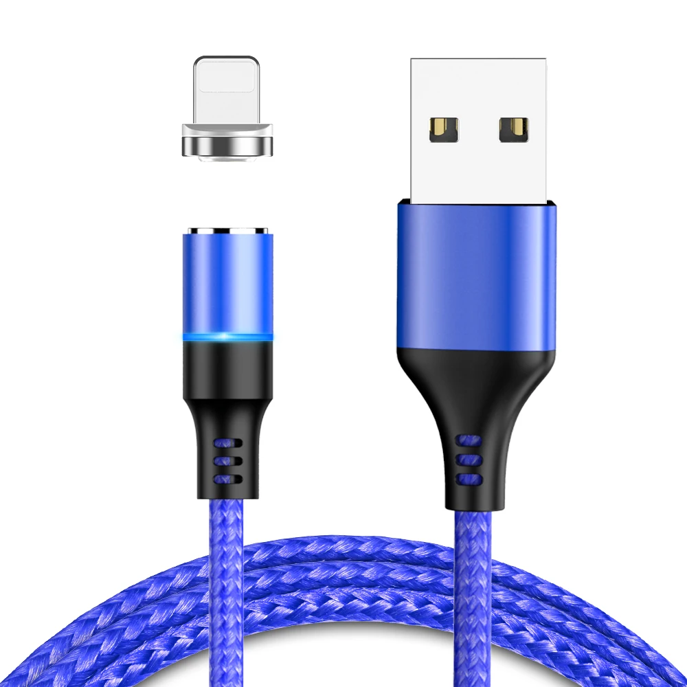 Магнитный кабель KISSCASE Micro usb type-C для samsung iPhone X 10, светодиодный магнитный адаптер для зарядного устройства, кабели для телефонов Micro usb type-C - Цвет: Синий
