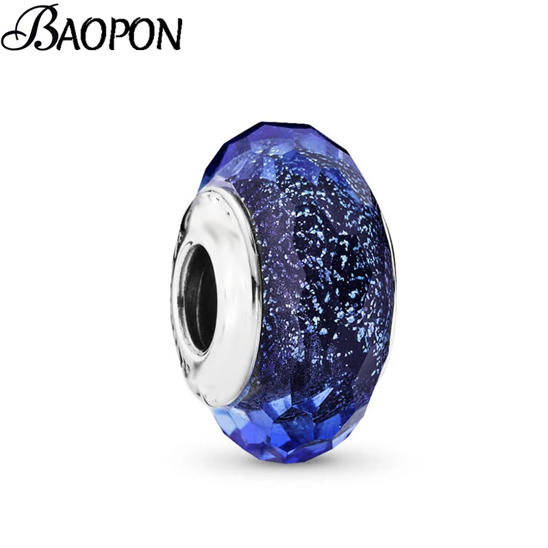 BAOPON 2 шт./лот синее муранское стекло Бусины fit Pandora Браслеты Ожерелья для