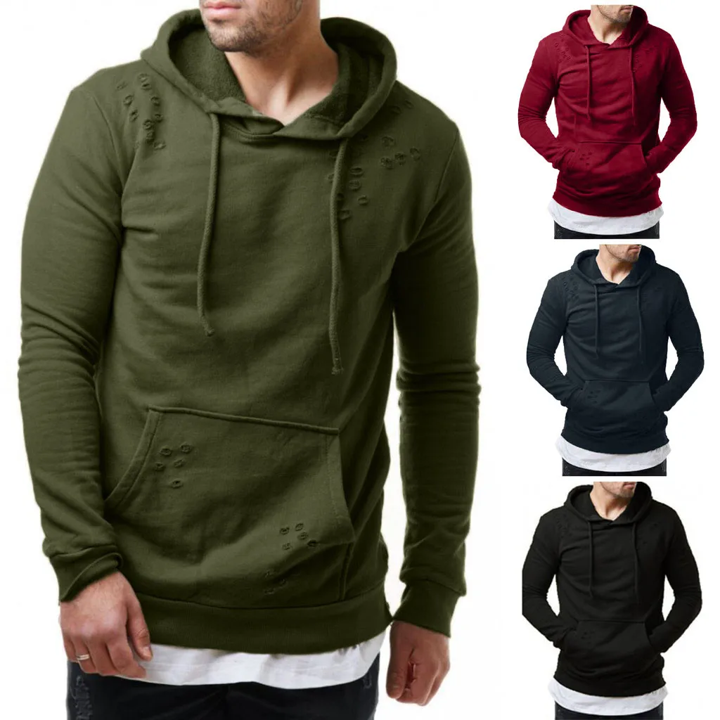 

2019 Plus Size Streetwear Outwear Men Long Sleeve Autumn&winter Solid Hooded Sweatshirt Tracksuits Tops Sudadera Con Capucha#15