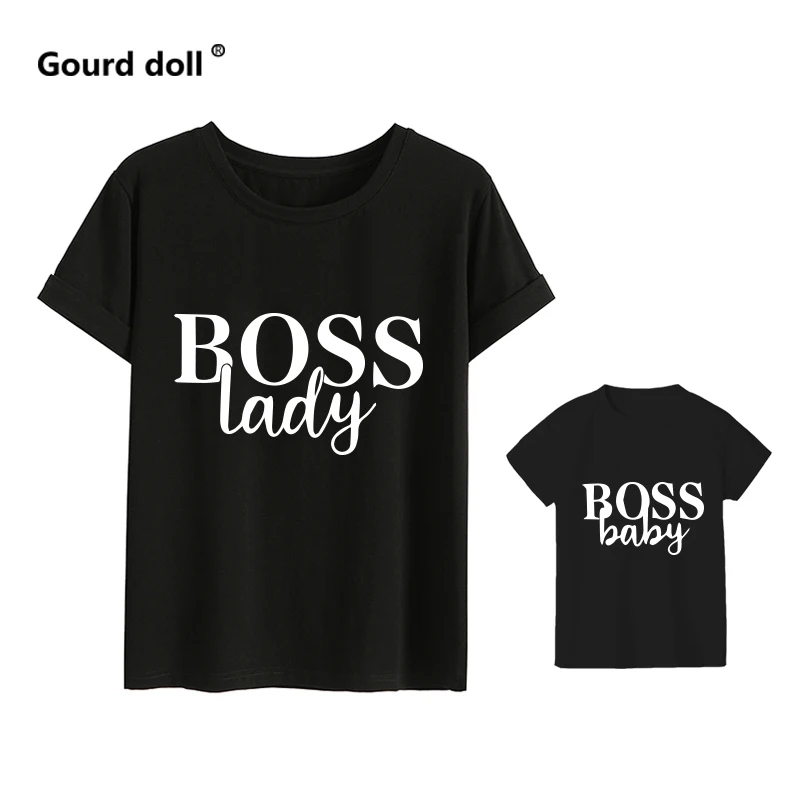 Черный Семейные комплекты с принтом «Boss baby» и «boss» комплекты для мамы, дочки и сына футболки «mommy and me» для женщин, мам, девочек и мальчиков - Цвет: Черный