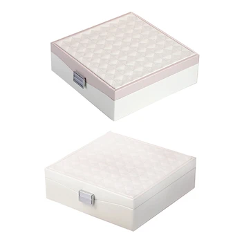 

ASDS-Casegrace 2 Pcs Lady Pu Leather Jewelry Box Ring Display Case Portable Jewelry Organizer for Necklaces Jewelers Jewelry Org