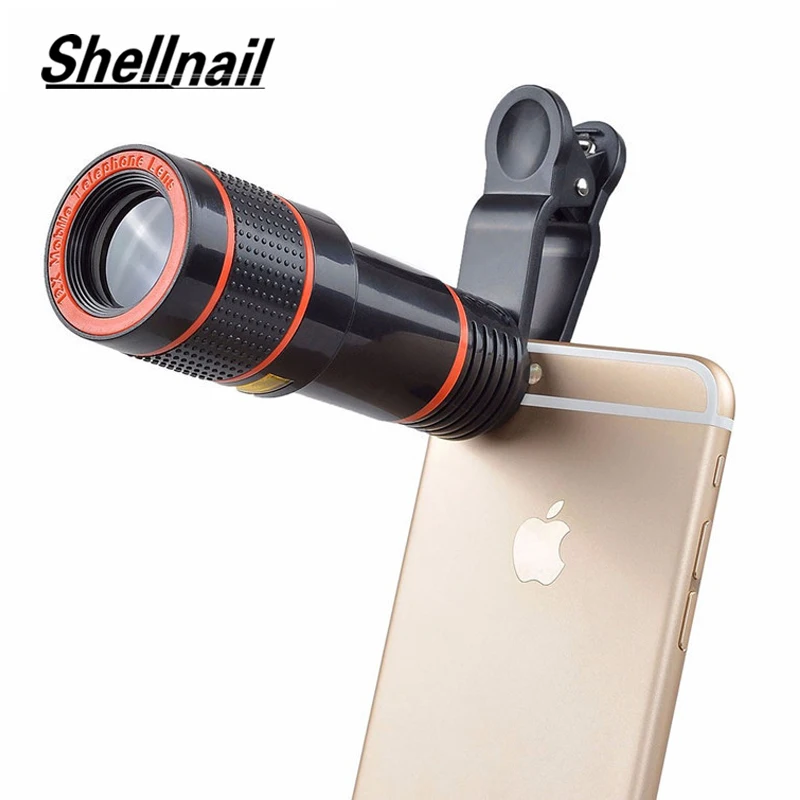 SHELLNAIL Phone Camera Lens Universal Clip 8X 12X Zoom Cell Phone Telescope Lens For iPhone External Telescope Phone Accessories SHELLNAIL Phone Camera Lens Universal Clip 8X 12X Zoom Cell Phone Telescope Lens For iPhone External Telescope Phone Accessories