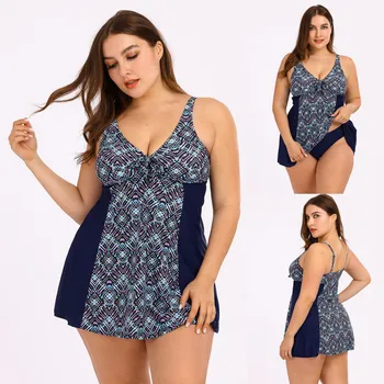 

New Women Sexy Boho Print Tankini Two Pieces Swimsuit Plus Size Swimwear 2020 High Quality Bathing Suit For Lady Traje de baño