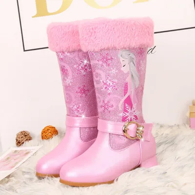 4-13 Years Old Children 2020 Winter Botas Warm Long Boots Girls Low Heel Sequins Snow |