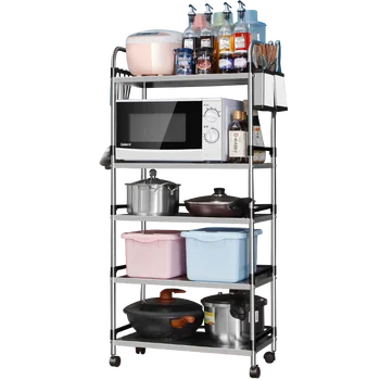 

Stainless steel shelf landing multi-story kitchen products microwave oven storage rack pot rack