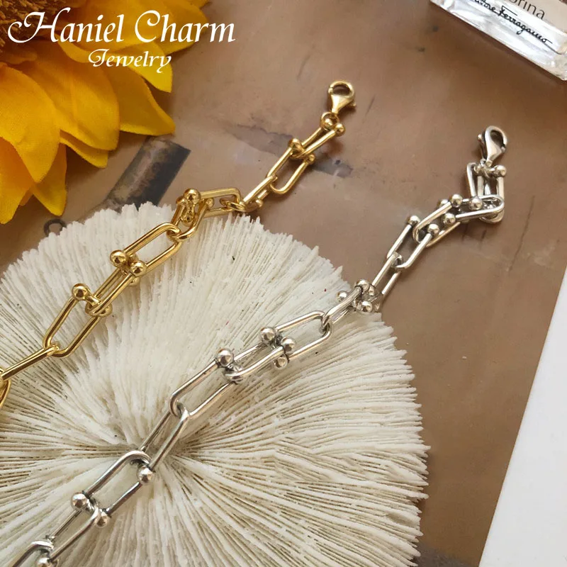 2021 new 925 Sterling Silver Thick Chain Bracelet for Women Couple Creative Vintage Handmade Hasp Birthday Jewelry Gift | Украшения и