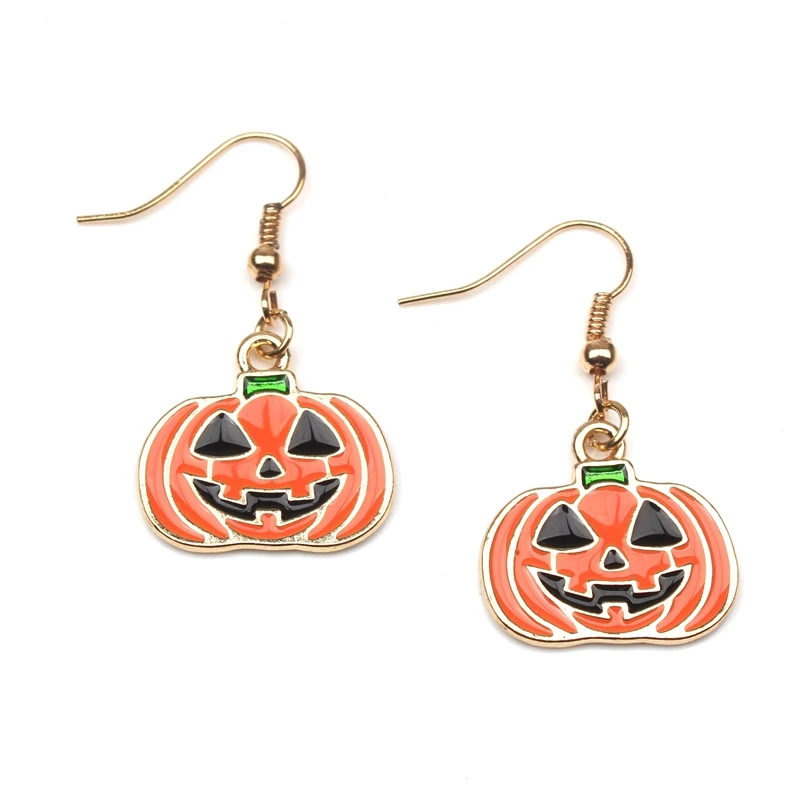 

New Design 1 Pair of Punk Orange Openwork Pumpkin Lantern Mask Earrings Female Jewelry Mujer Bijoux Halloween Party Gift