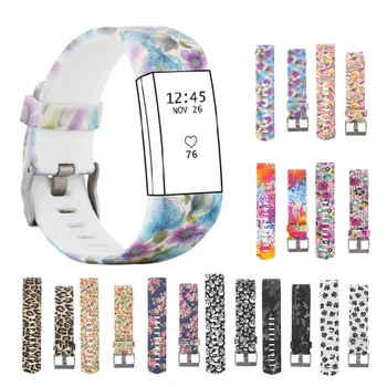 

Colorful Watchband Fashion Sports Silicone watchband Bracelet Strap Band wristband For Fitbit Charge 2 Pattern Wrist Strap