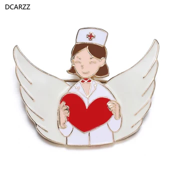 

DCARZZ Gold Brooch Pins Medical Doctor Nurse Cartoon Lapel Brooch Cute Romantic Enamel Nurse Heart Shape Pins Badge Women Gift