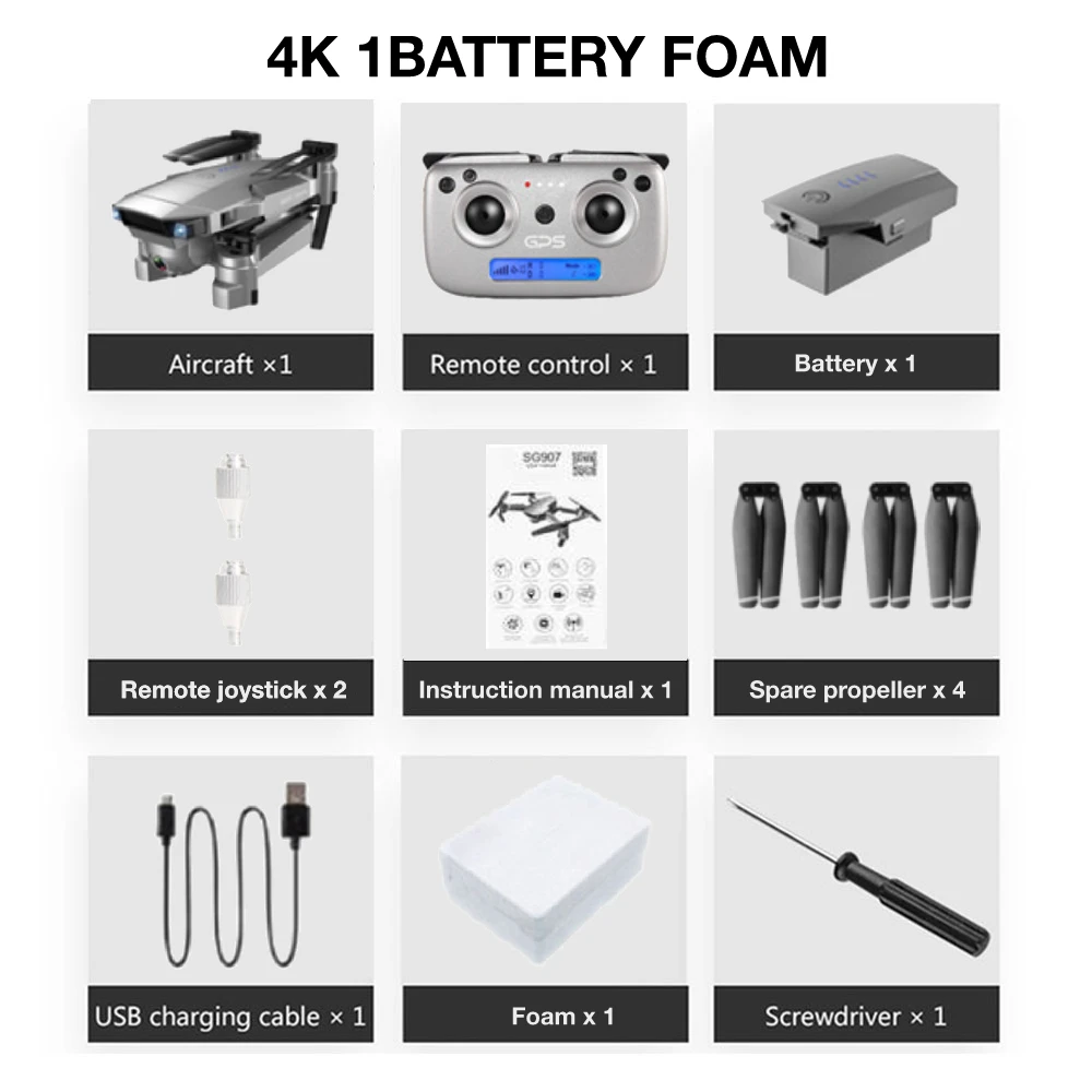 SG907 Дрон 4k камера X50 зум широкий анти-встряхивание 5G wifi FPV Gesture фото gps Профессиональный Дрон RC вертолет Квадрокоптер Рождество - Цвет: 5G 4K GPS 1B FOAM