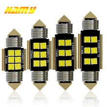 1x C5W светодиодный лампы Canubs 12V 6 SMD супер яркий белый C10W светодиодный гирлянда 31 мм 36 мм/39 мм/41 мм ошибок Лицензия Plat интерьер светильник