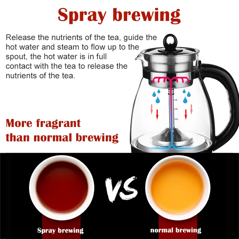 Fully automatic steam tea maker dark tea glass health pot heat preservation electric pot Pu'er 1L
