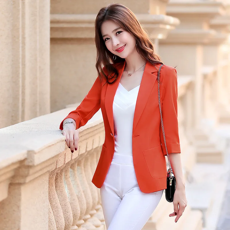 

Versatile Korean-style Slim Fit Slimming Spring And Summer 2019 Small Suit Stripes Women's New Style Short Three-quarter-length