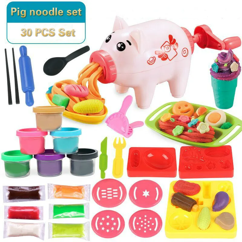 

Machine Kitchen Toy Noodle Machine Pig Mold Play Dough Tool Set Nontoxic Handmade DIY Color Clay Plasticine Play House