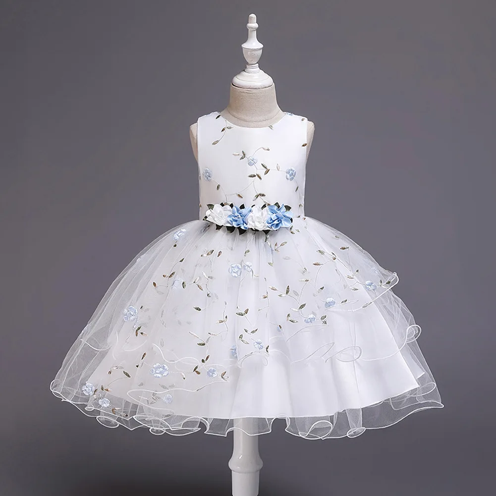 

Childrenswear 2019 Summer Girls Mesh Dress Korean-style Immortal Floral-Print Girls' Princess Skirt Catwalks Performance Formal