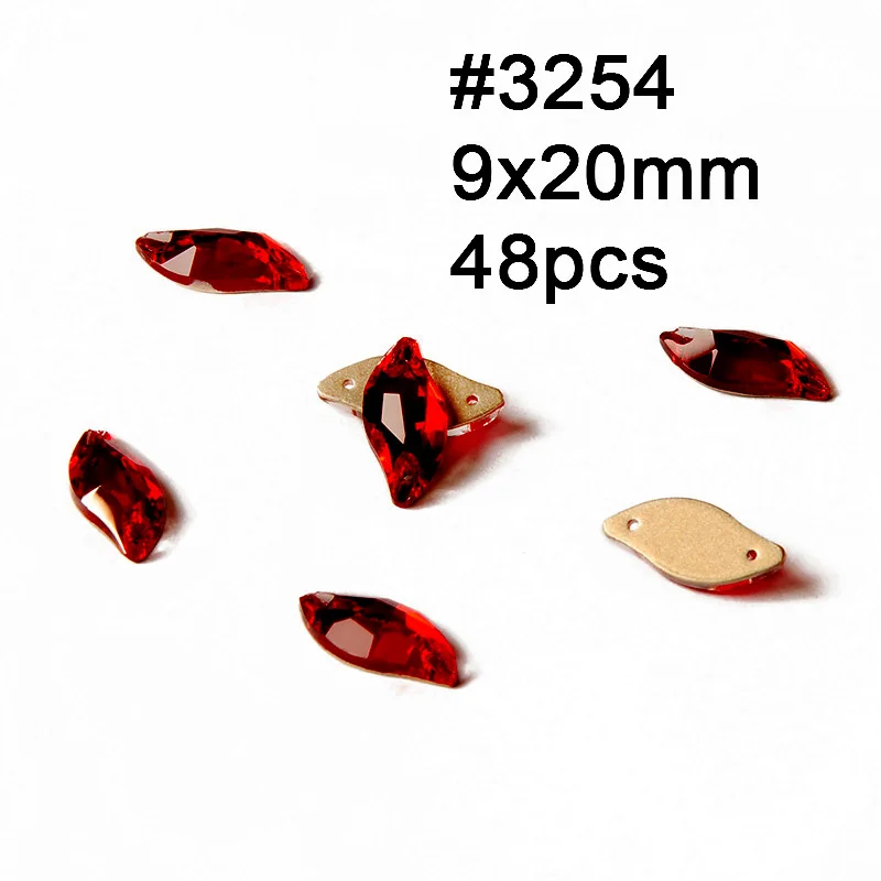 Leaf 9X20mm 48pcs Красные стразы Rivoli Cosmic Siam в форме капли, пришивные стразы с плоской задней стороной, стеклянные кристаллы, швейные Стразы для одежды - Цвет: Leaf 9X20mm 48pcs