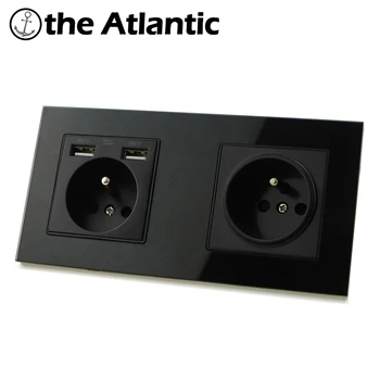 

FR Standard Power Socket With Dual USB Charging Port 2 Gang Outlet Double Socket 172type Belgium Poland Slovakia