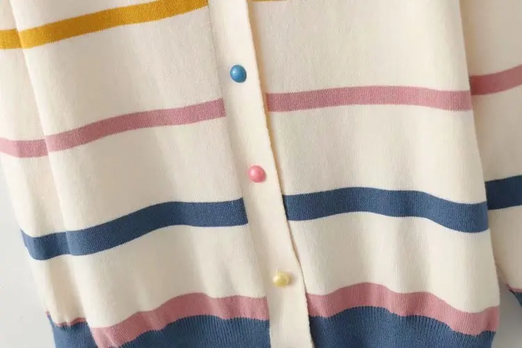 Neploe осенний кардиган с принтом аниме женское Полосатое Радужное пончо летучая мышь свободные свитера студенческий кавайный джемпер кардиганы