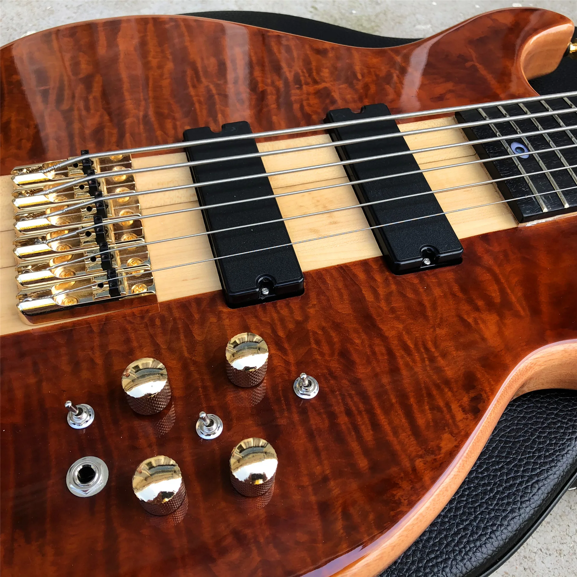 Burst Maple активный звукосниматель 6 Струны для бас-гитары, эбеновый гриф электрическая бас гитара, шея через тело, реальное фото
