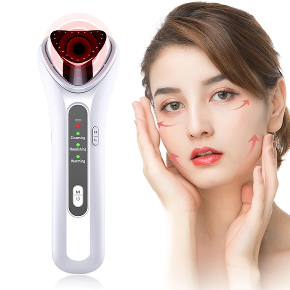 

JuneJour Ultrasonic Face Lifting Warm Hot Therapy Massager Sonic Ion Vibration Moisturize Wrinkle Removal Skin Tightening
