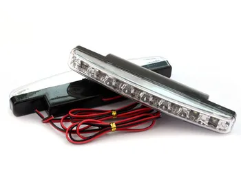 

1pc 6000k Car Led Driving Running Light 8led Driving Running Light Car Fog Lamp Waterproof White Light Dc 12v #YL1