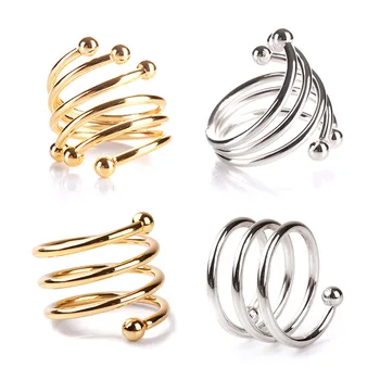 

10PCS metal stainless steel napkin ring six beads spring napkin ring gold / silver