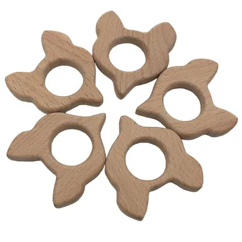

1Pc DIY Cartoon Creative Fox Natural Beech Wooden teether Pacifier Chain Safety Certification Woode Baby Teether Toy for Newborn