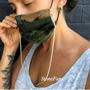 

StoneFans Tennis Mask Chain Holder Fashion With Clip Jewelry for Women Shay Neck Chain Accessories Necklaces Strap Holder Women