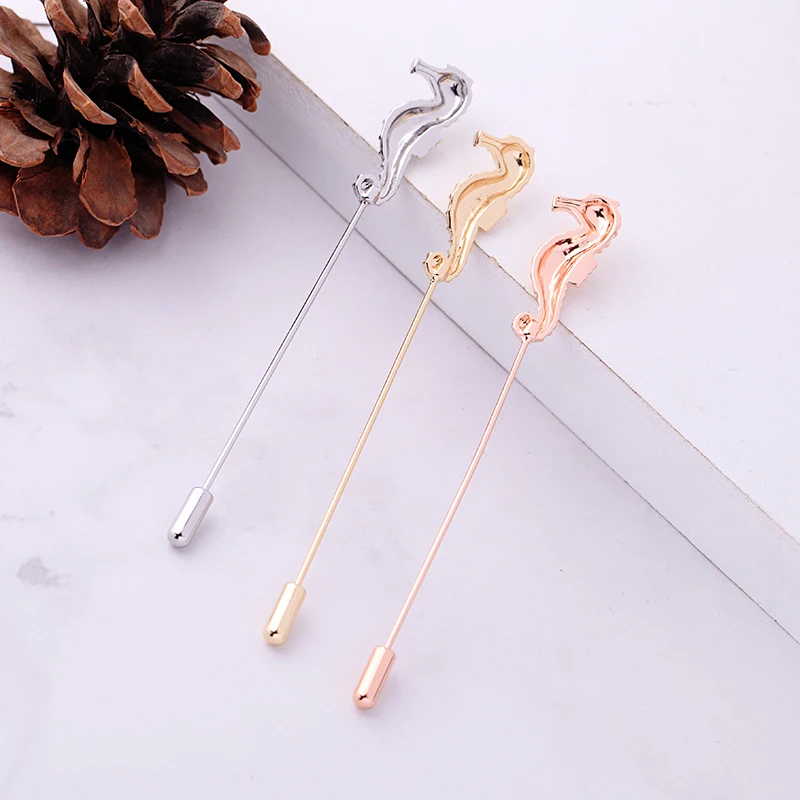 

Hippocampus Initial Brooches Sea Horse 3 Colored OL Breastpin For Women Fashion Jewelry Accessories