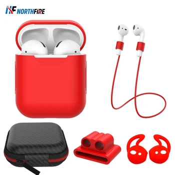 

5Pcs/Set Silicone Wireless Earphone Case For Apple Airpods 1 2 Earphone Protective Cover Storage Box Case Anti-Lost Rope Buckle