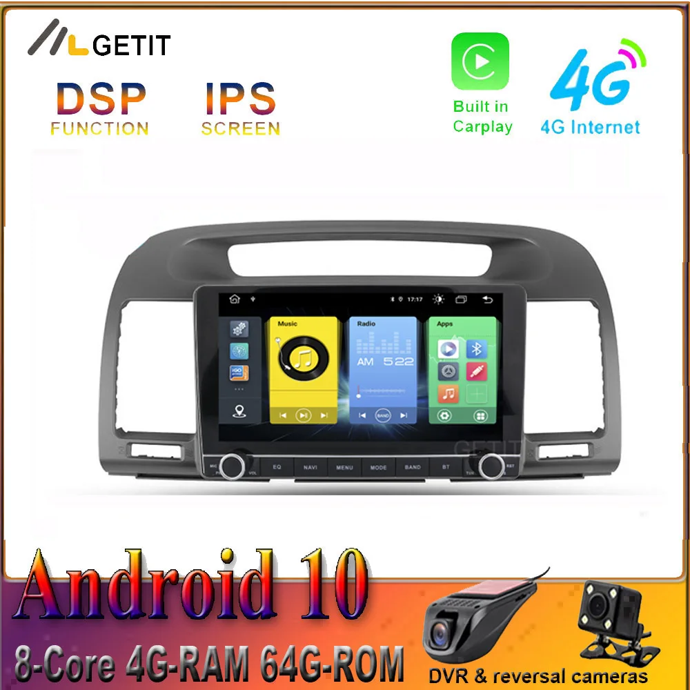 CARPLAY Android 10 0 автомобильный радио мультимедиа авто GPS навигация для Toyota Camry 5 XV 30 2001 -