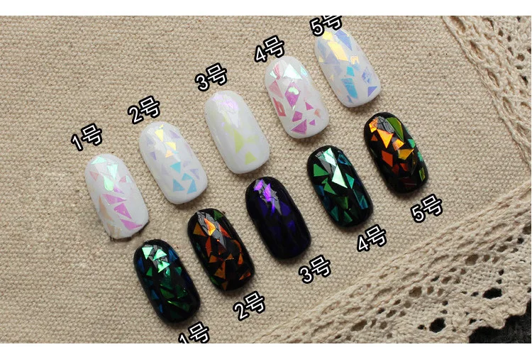 Cross Border for South Korea Hot Selling Manicure Aurora Adhesive Paper Broken Glass rainbow connection zhi Irregular Mirror bo