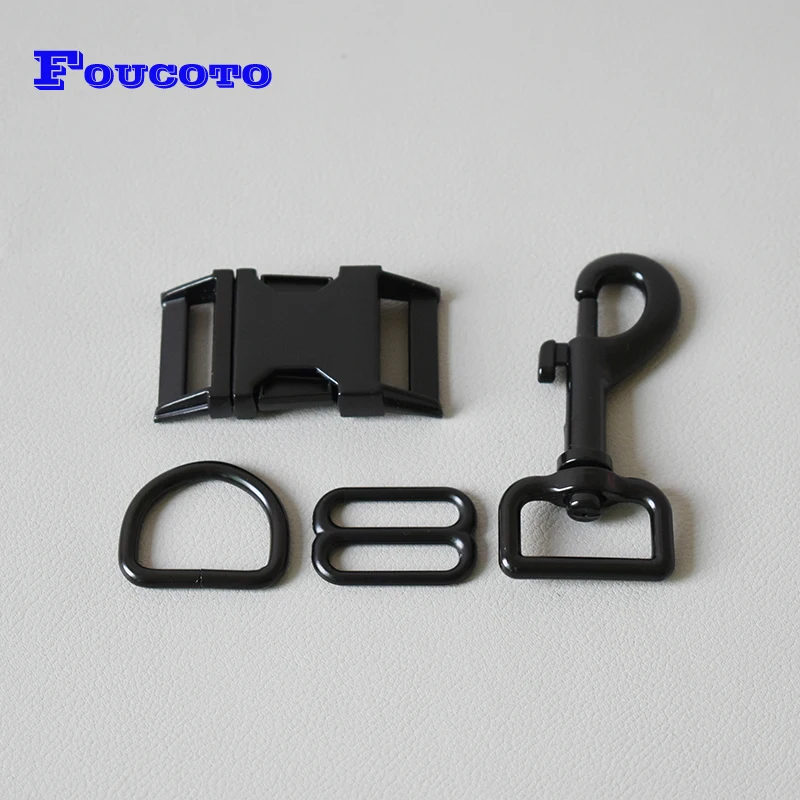 200 setsSide Release Buckle D Ring Tri-Glides Slider Регулируемая пряжка DIY 25 мм воротничок Швейные аксессуары-черный