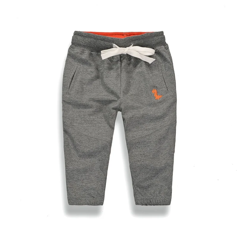 Осенние однотонные хлопковые длинные штаны с принтом для маленьких мальчиков; брюки; повседневная одежда для малышей - Цвет: Dark gray