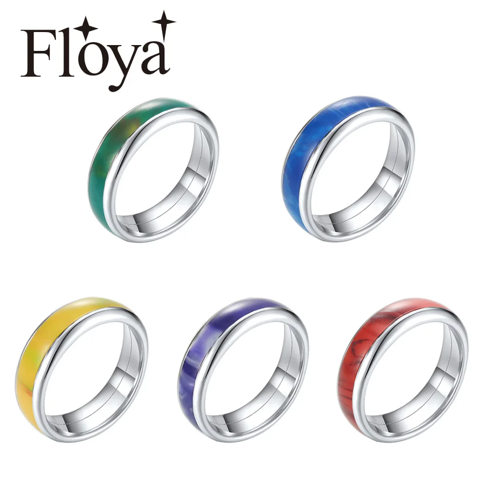 Floya Boho стекируемые кольца из нержавеющей стали Femme Argent обручальное кольцо для женщин и мужчин Сменное кольцо из смолы