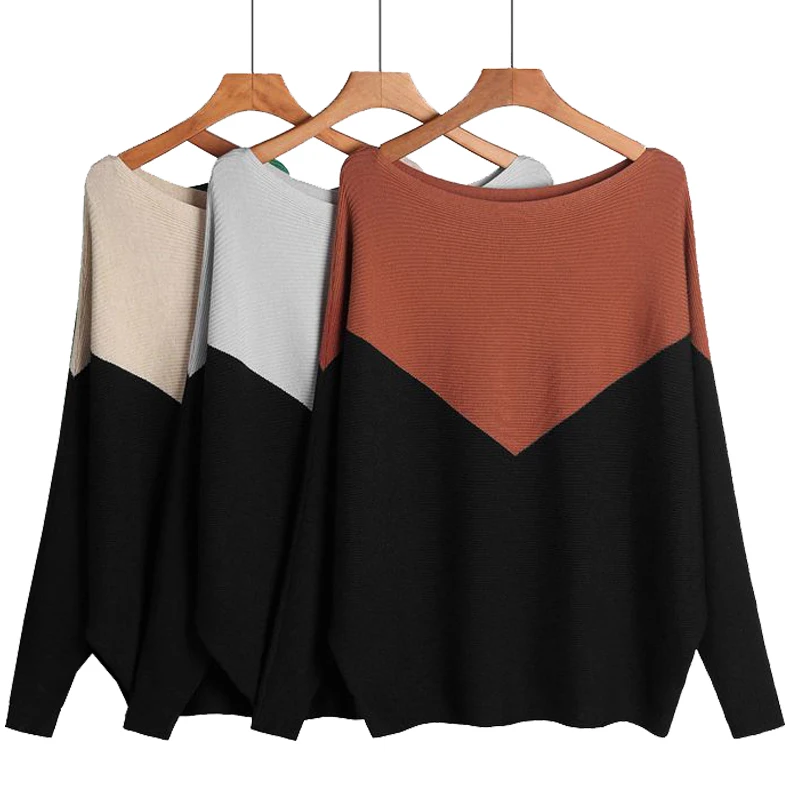 GIGOGOU Off Shoulder Women Sweater Oversized Batwing Long Sleeve Knitted Pullovers Top Soft Loose Casual Female Jumper Pull Femm | Женская
