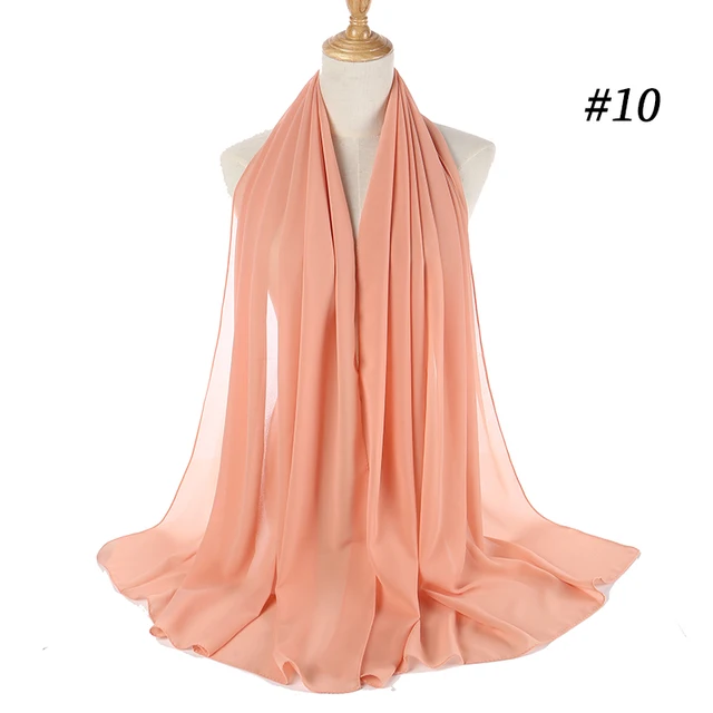 women plain bubble chiffon scarf hijab wrap printe solid color shawls headband women hijabs scarves/scarf 60 colors COLOR 10
