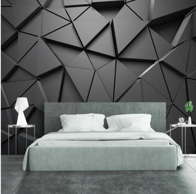Embossed Black Wallpaper Abstract Geometric Wall Murals Painting 3d Stereo  Triangle Wall Paper For Tv Background Wall Decorative - Wallpapers -  AliExpress