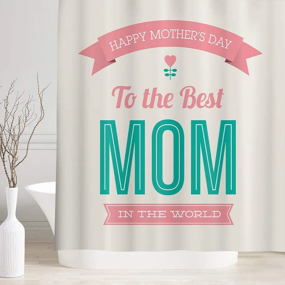 

Декоративная душевая занавеска Love, занавеска для душа на день матери, для ванной комнаты, подарок для мамы, бежевые тканевые водонепроницае...