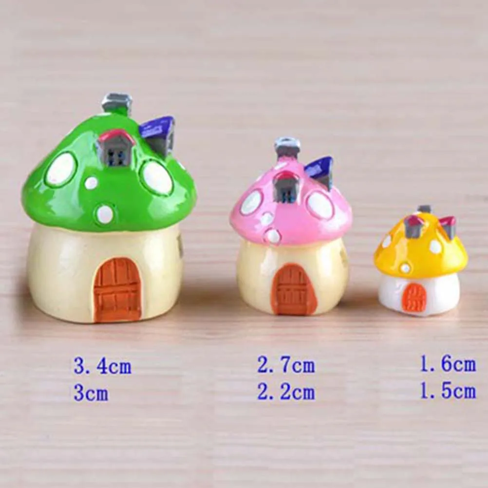Mushroom house Resin Fairy Garden Craft Decoration 3 Sizes Miniature Micro Gnome Terrarium Mediterranean house Castle Gift