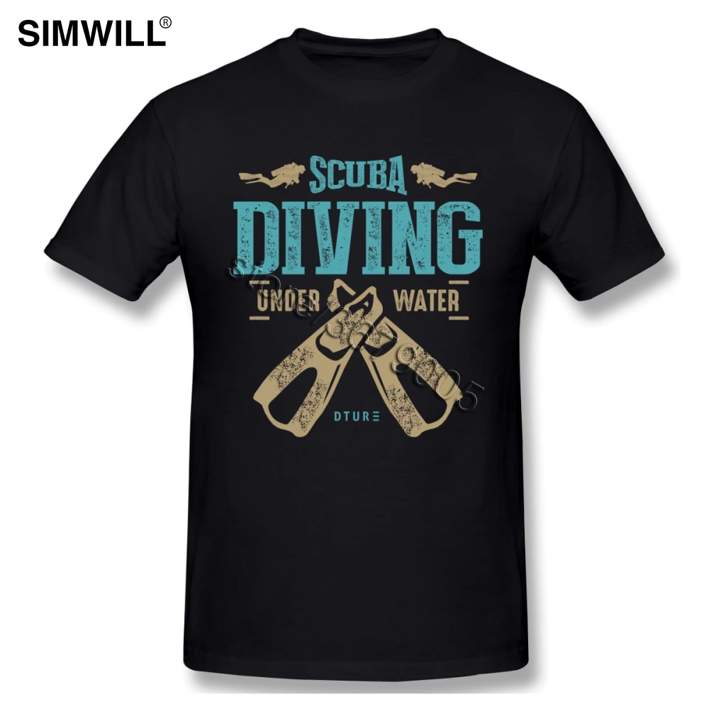Vintage Men Scuba Diving T Shirts Designer Pure Cotton Short Sleeve Tee Shirt Retro Diver T