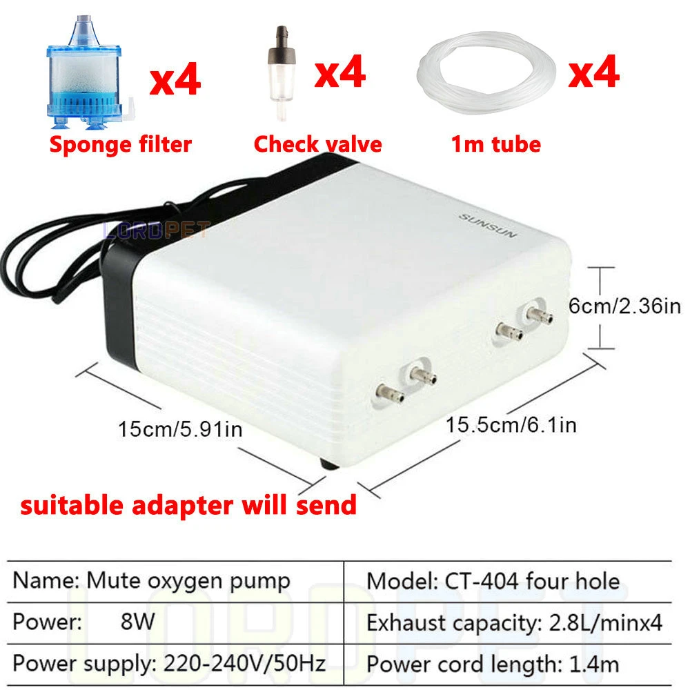 ct40443 Sunsun Air Pump Aerator Adjustable Oxygen Pump Ultra Silent Air Compressor Single Double Four Outlet 220v For Fish Tank - Цвет: ct40443